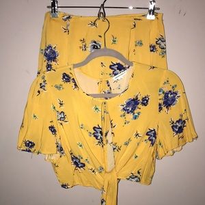 Cotton Candy LA Yellow Floral Top and Skirt Set